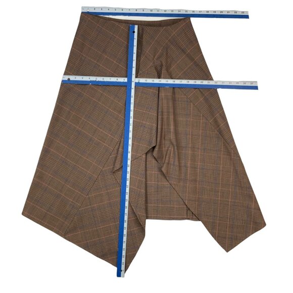 A.L.C. Plaid Drape Handkerchief Hem Skirt 10 Sable Wool Academia Heritage Fall - Picture 5 of 12